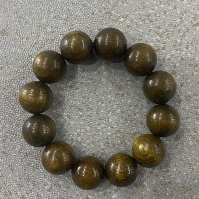 H106 乌金金丝楠2.0cm圆珠手串(不含礼盒)