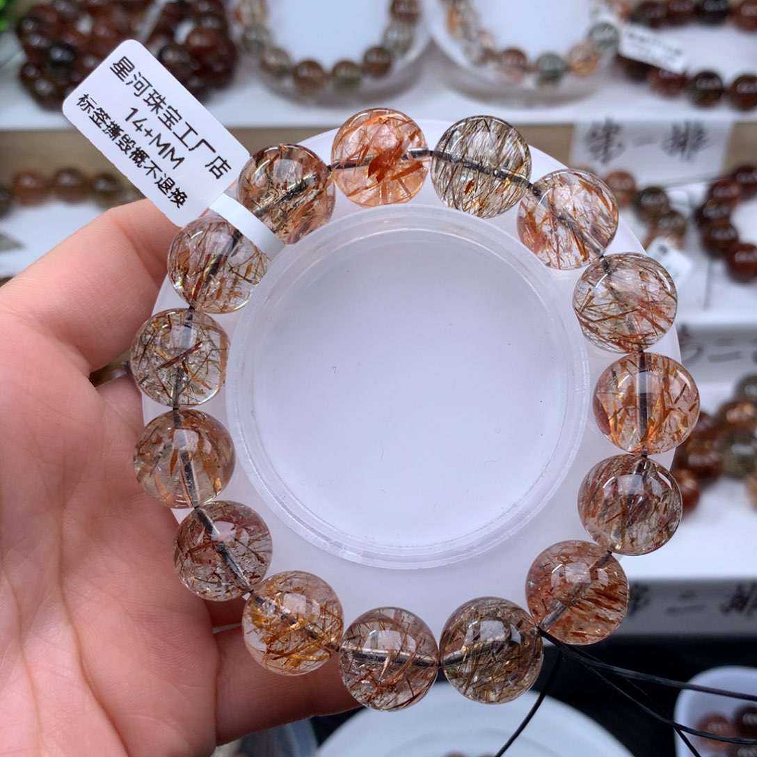 水晶未镶嵌手串黑金超七多样性发其一