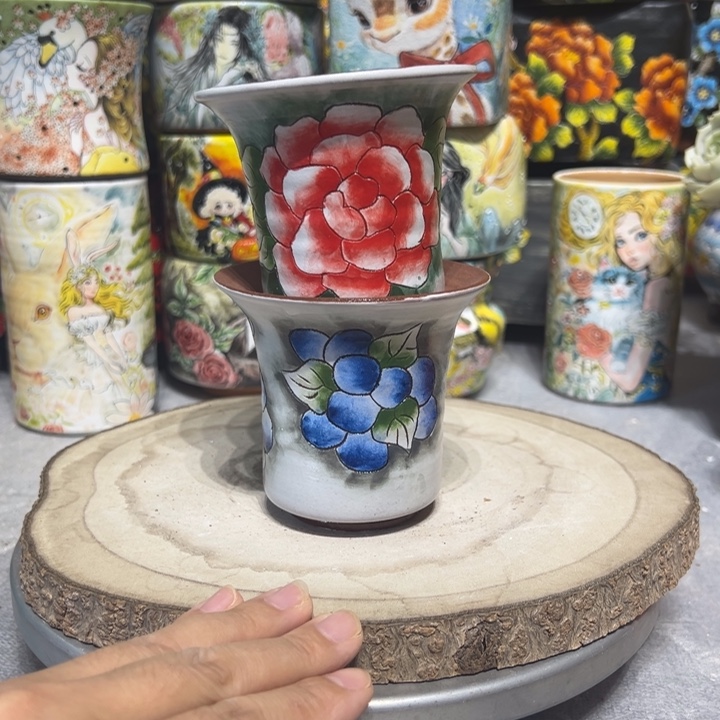 景德镇红陶精品手绘陶瓷