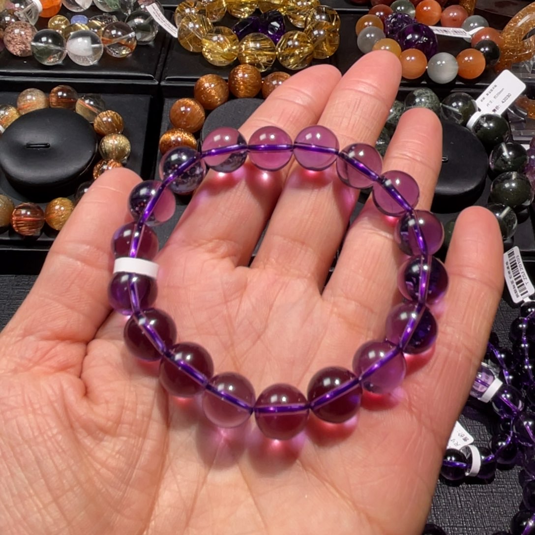 水晶手链未镶嵌?****?紫水晶手链11mm左右