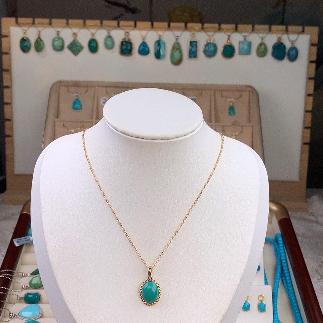 绿松石18K金镶嵌吊坠(赠链)