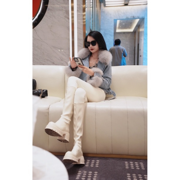 【茹哥】欧货袖口真狐狸毛毛可拆卸内胆短款牛仔外套510