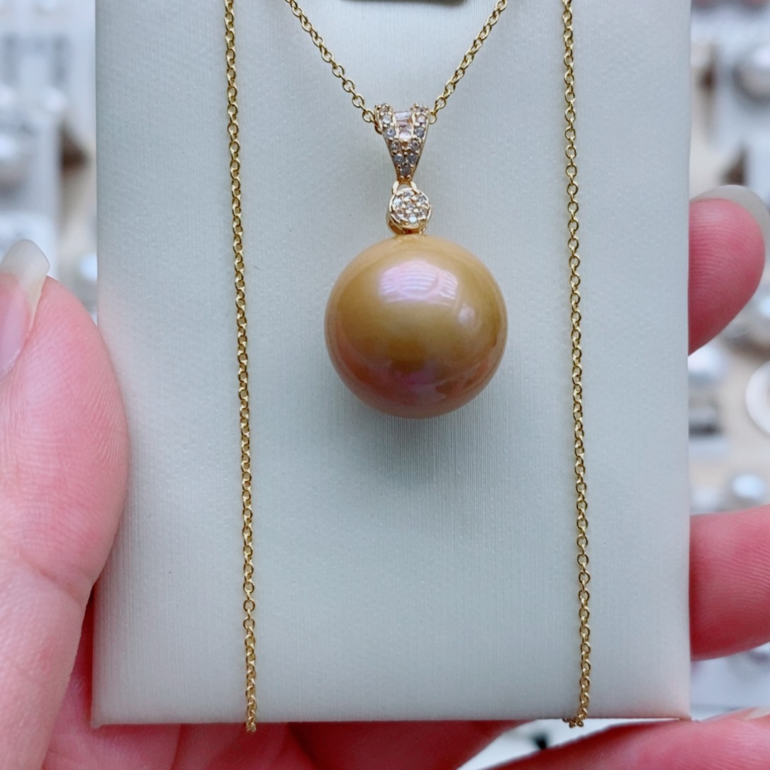 飞***翔淡水珍珠银S925镶嵌吊坠(赠链)14mm