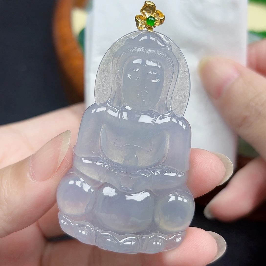 翡翠颈饰18K金镶嵌吊坠