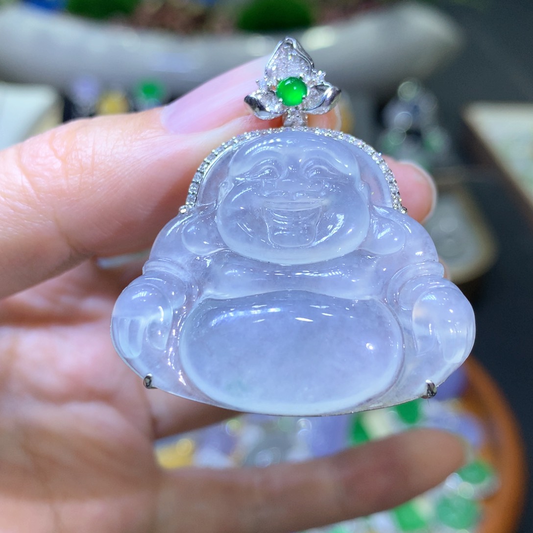 【闪购商品】翡翠颈饰18K金镶嵌翡翠吊坠项链