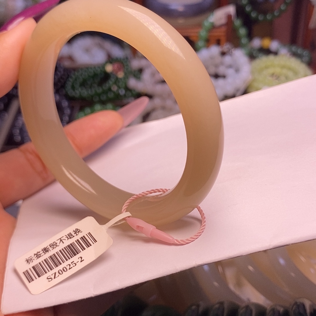 和田玉未镶嵌颈饰藕粉老矿料红粉收藏手镯57