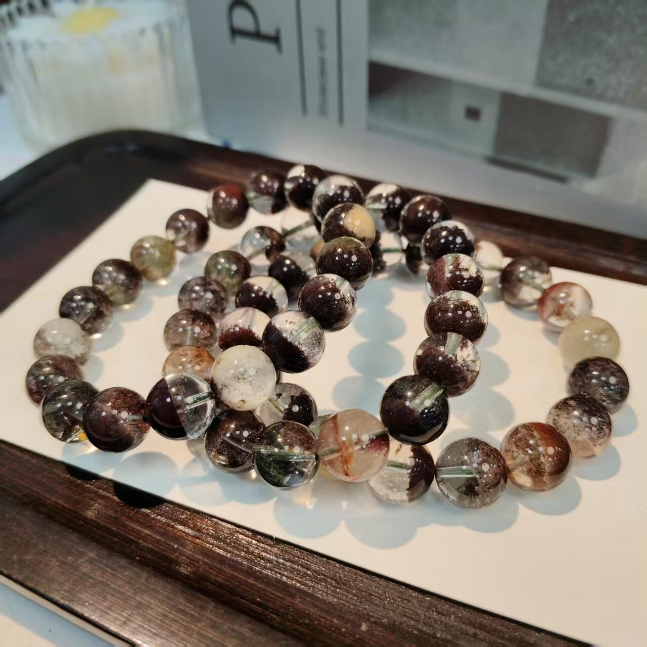 【拾晶轩】天然四季幽灵单圈手链 多样性发一件 约11mm XL2655