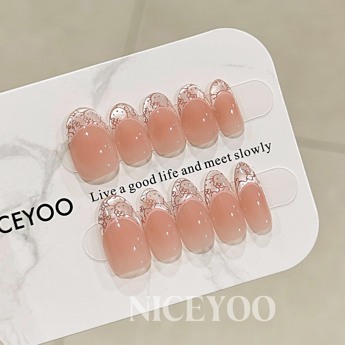 【法式kitty】  纯手工定制美甲贴片 可爱淑女俏皮穿戴甲10片