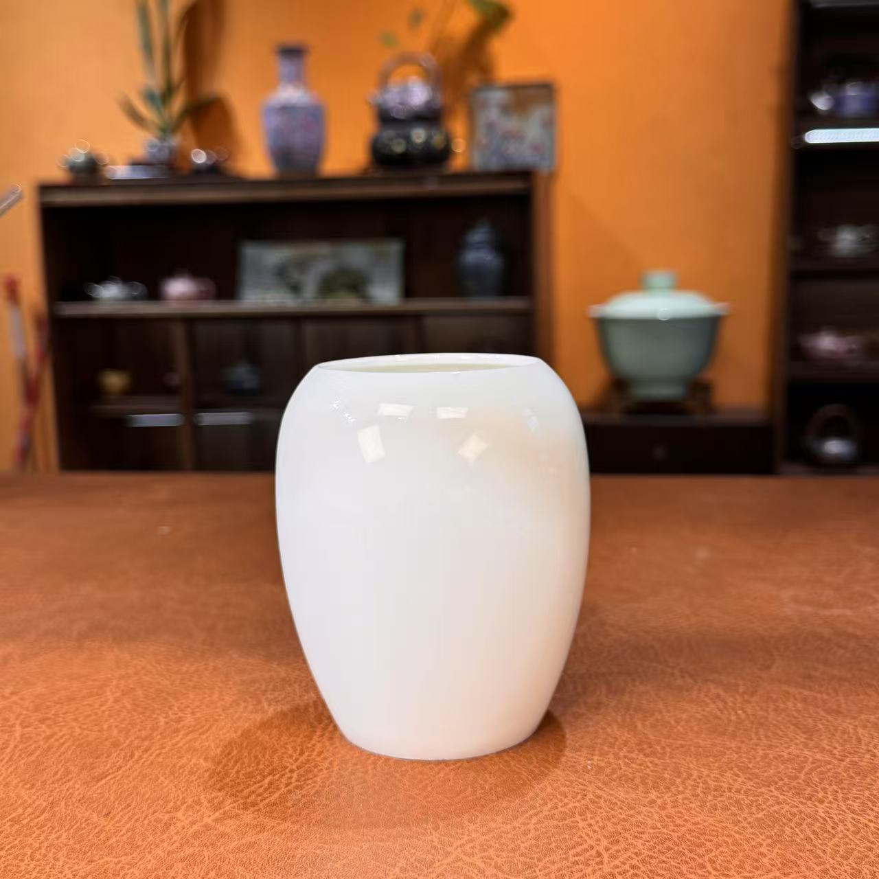 沐雨茶具 羊脂玉茶道筒-6464