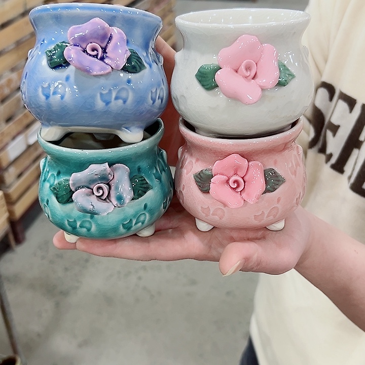 有孔.凑满10元发货多肉陶瓷花盆！