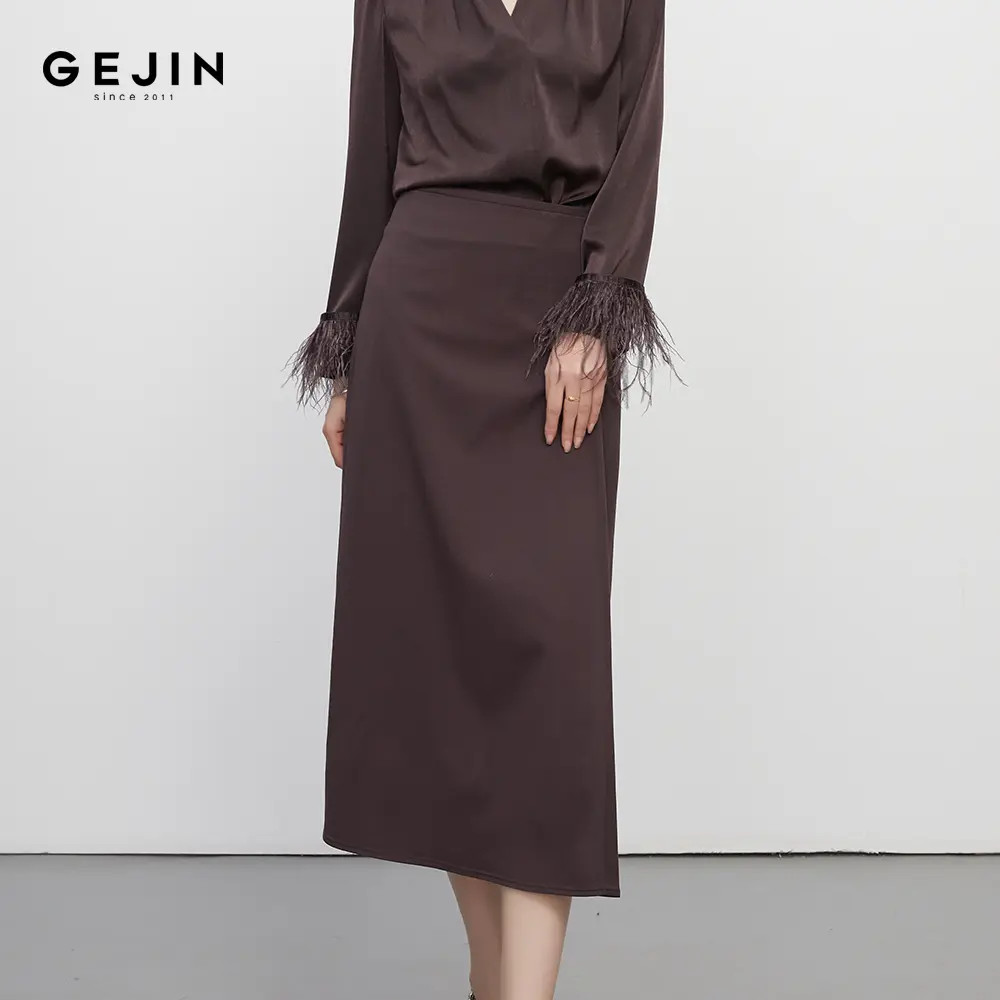 GEJIN/歌锦早秋新款不规则设计优雅气质显瘦百搭半裙9332510378