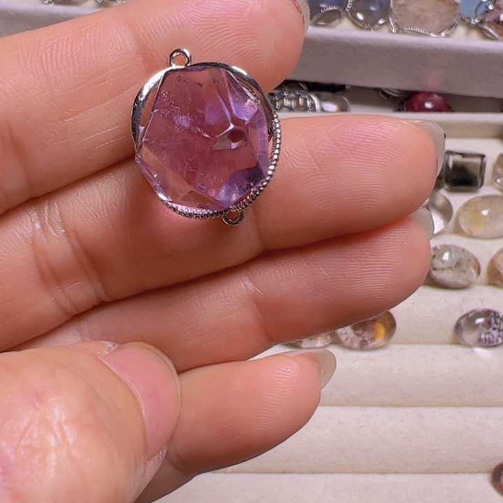 水晶手链银S800镀金镶嵌养*