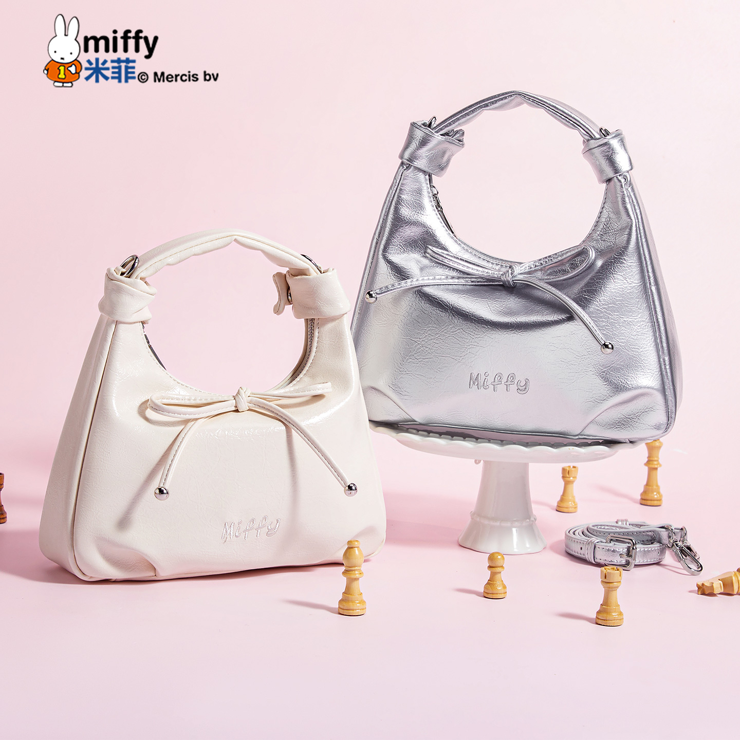 米菲甜美蝴蝶结云朵手提包2025新款时尚百搭休闲单肩包轻奢斜挎包