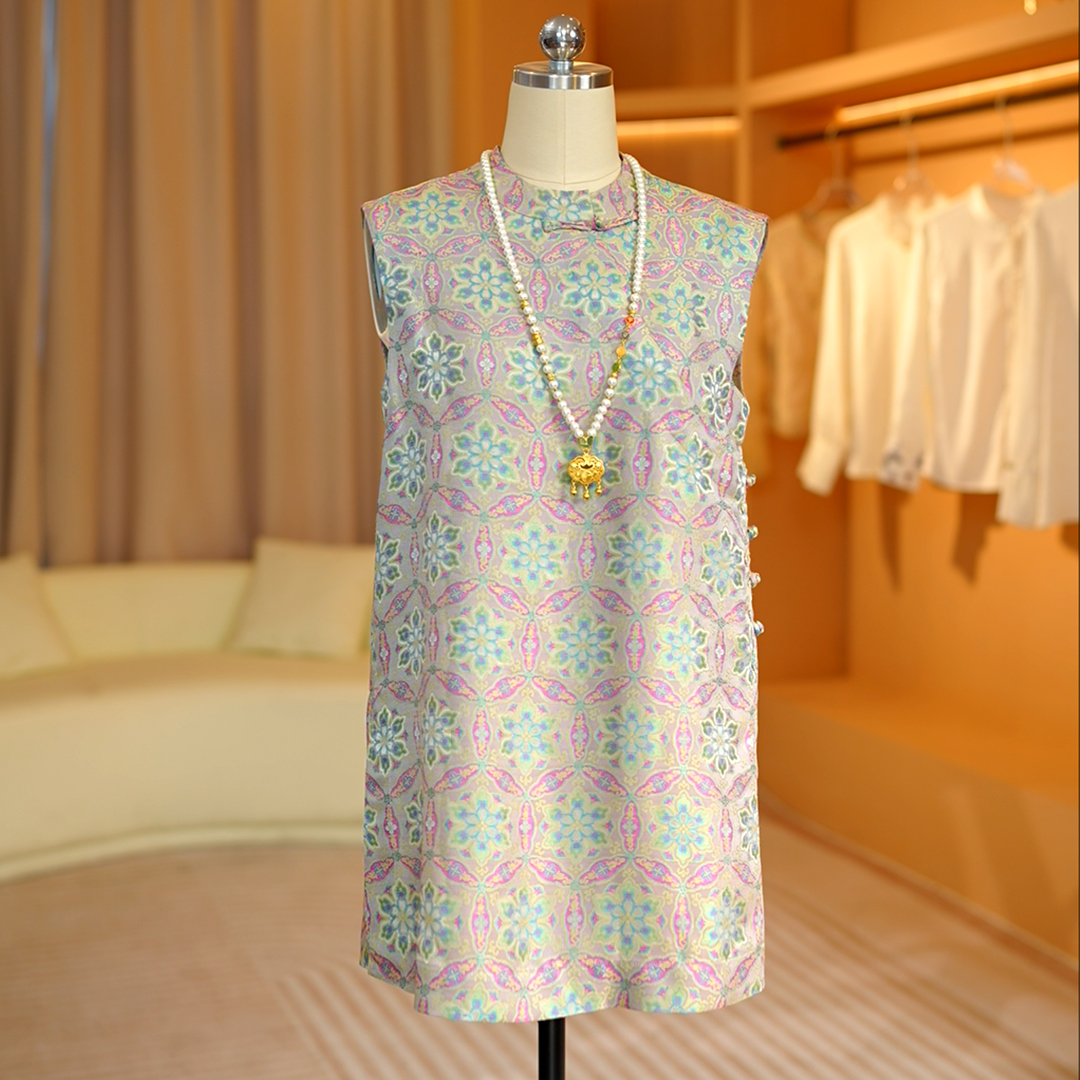 【花间令】宋锦双色罗织锦提花夏季新款连衣裙中国风轻奢减龄C2742