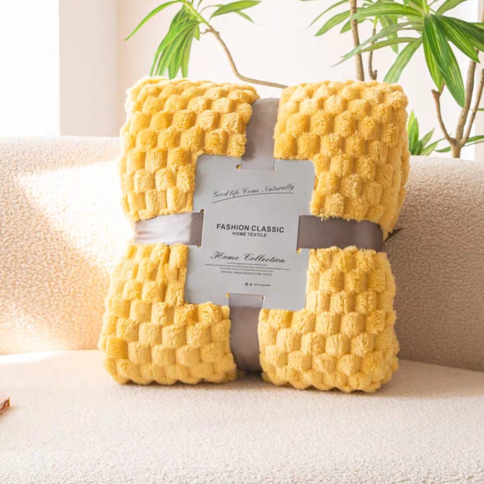 【黄色不挑毛毯被】双人加大毛毯被jan31*