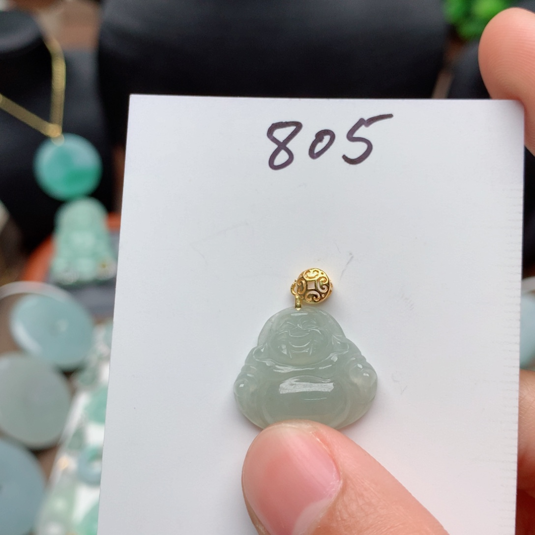 翡翠颈饰银S925镀金镶嵌秝吊坠