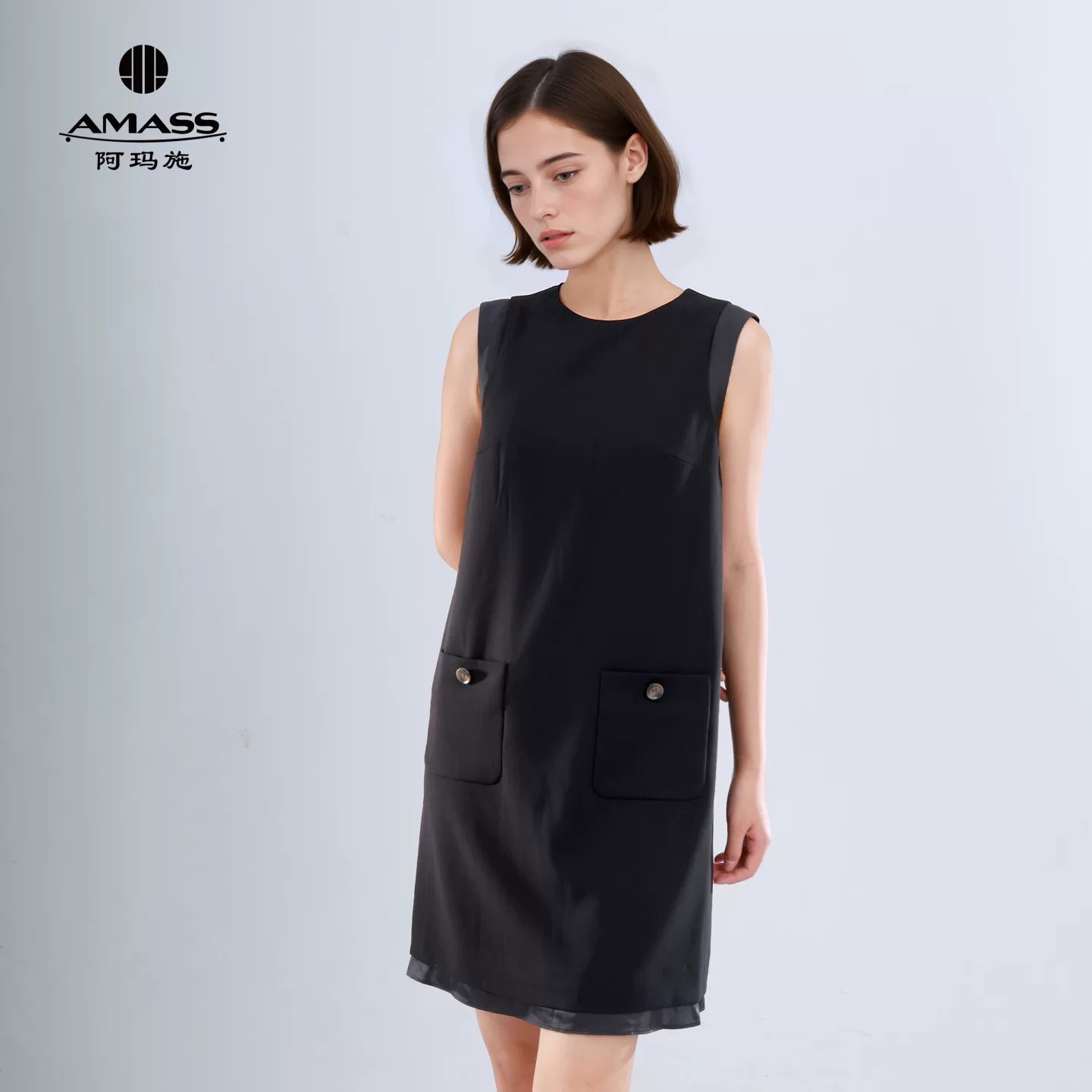 AMASS/阿玛施女装夏装通勤优雅显瘦百搭裙子时尚气质连衣裙550071