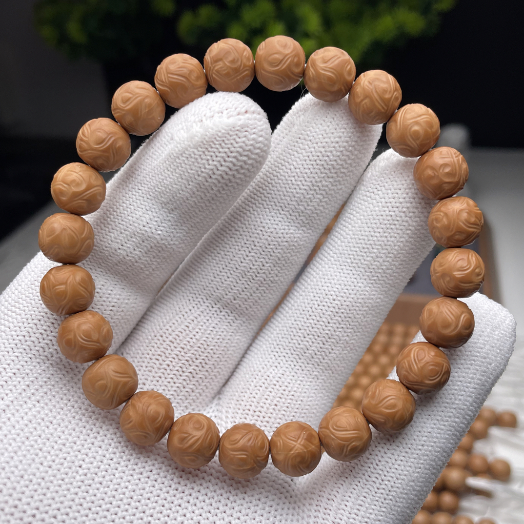 顽物—手工墨影-全品无瑕疵纯手工雕刻猴头核桃手串 