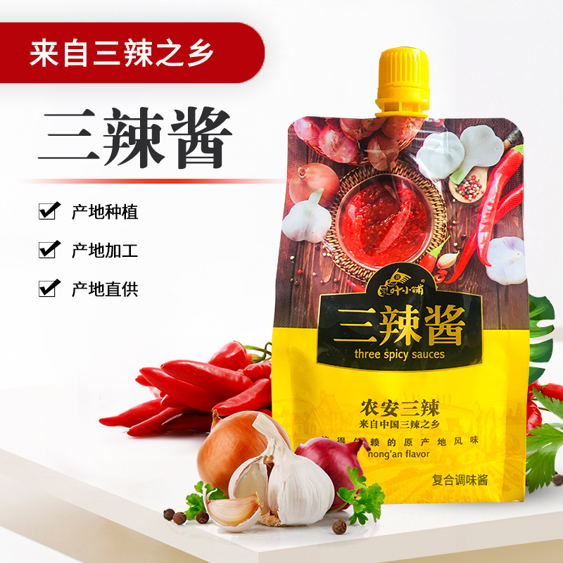 叶小铺三辣酱400g*4袋东北特产辣椒酱香辣酱