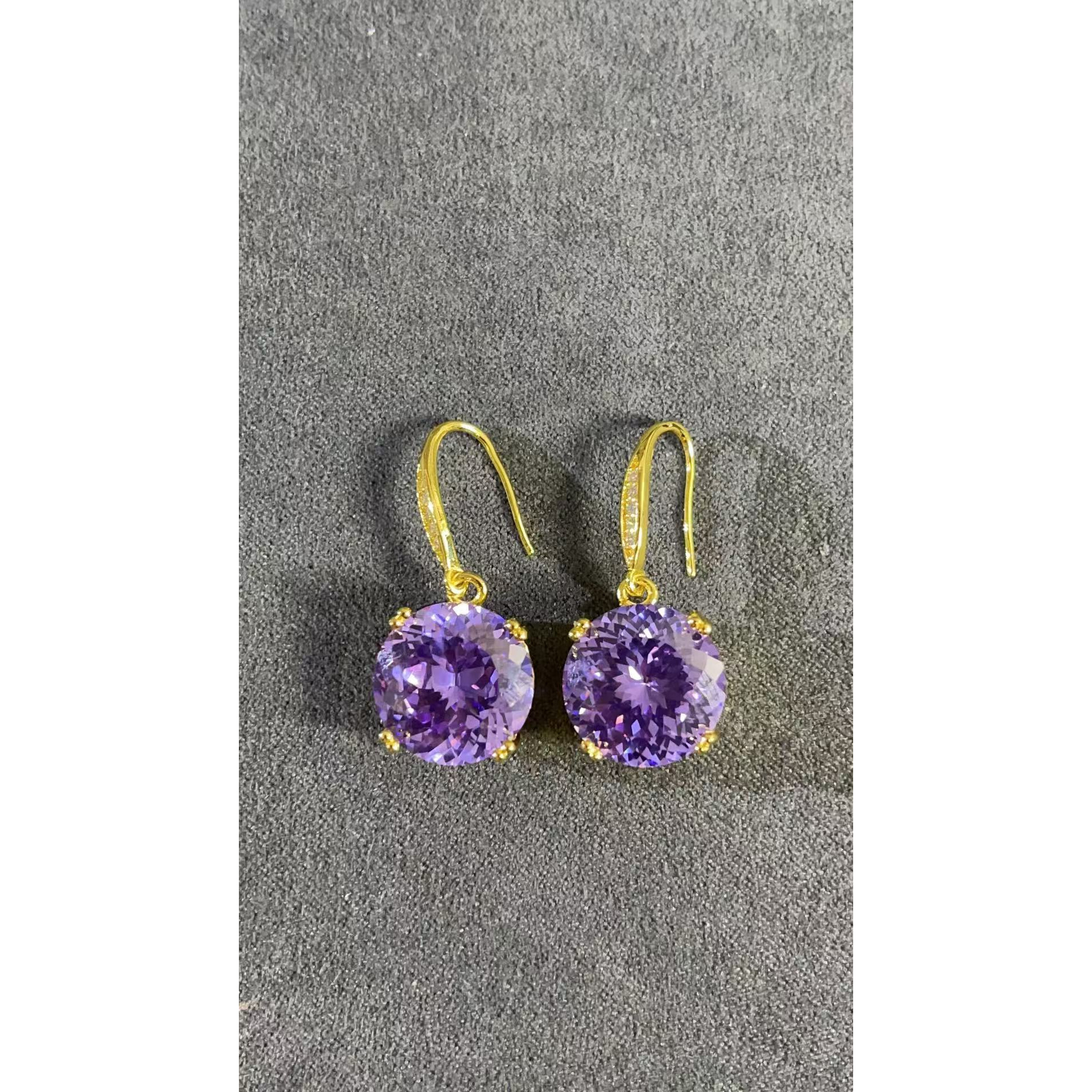  福玺甄选紫圆耳钩7643