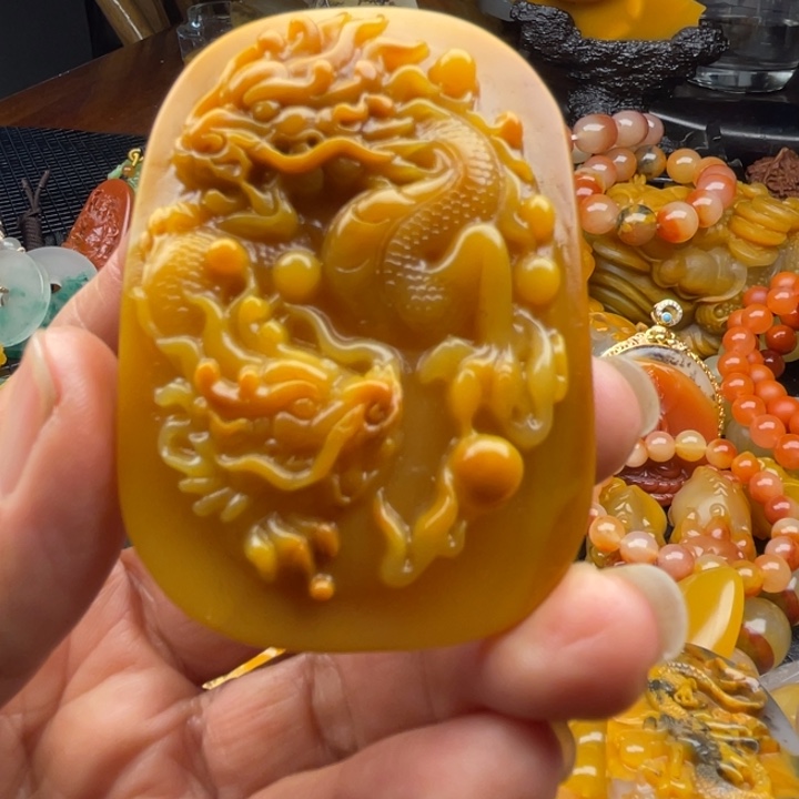 石英质玉（黄龙玉）未镶嵌玉牌聪挂件