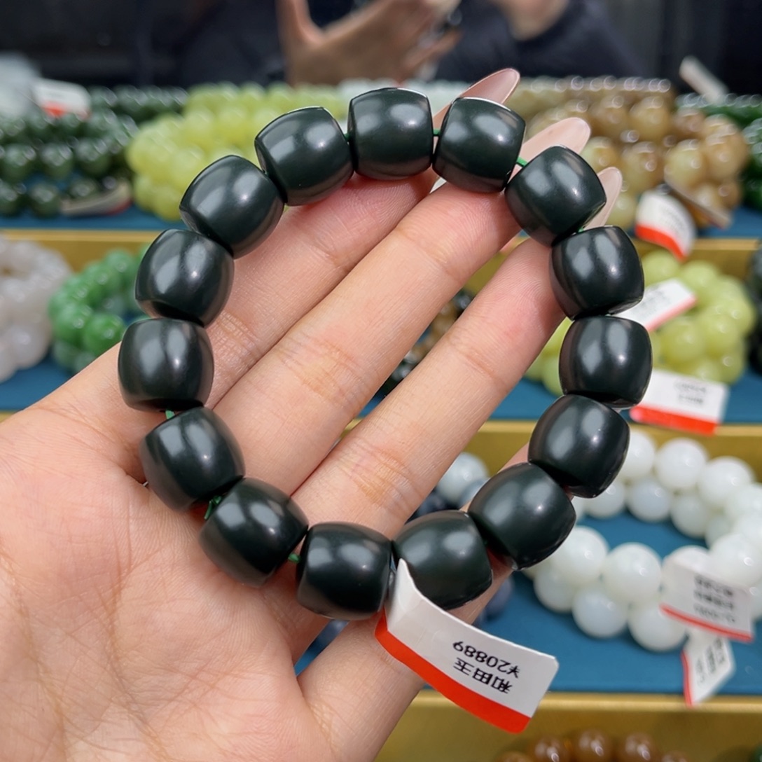 和田玉未镶嵌手链天然和田玉新疆塔青手串14