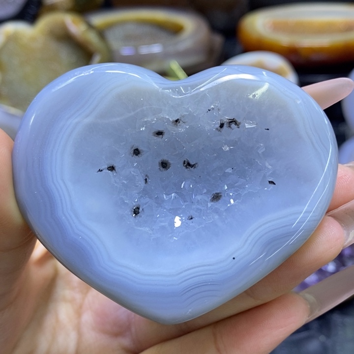 未镶嵌珠宝半成品水晶蓝晶爱心