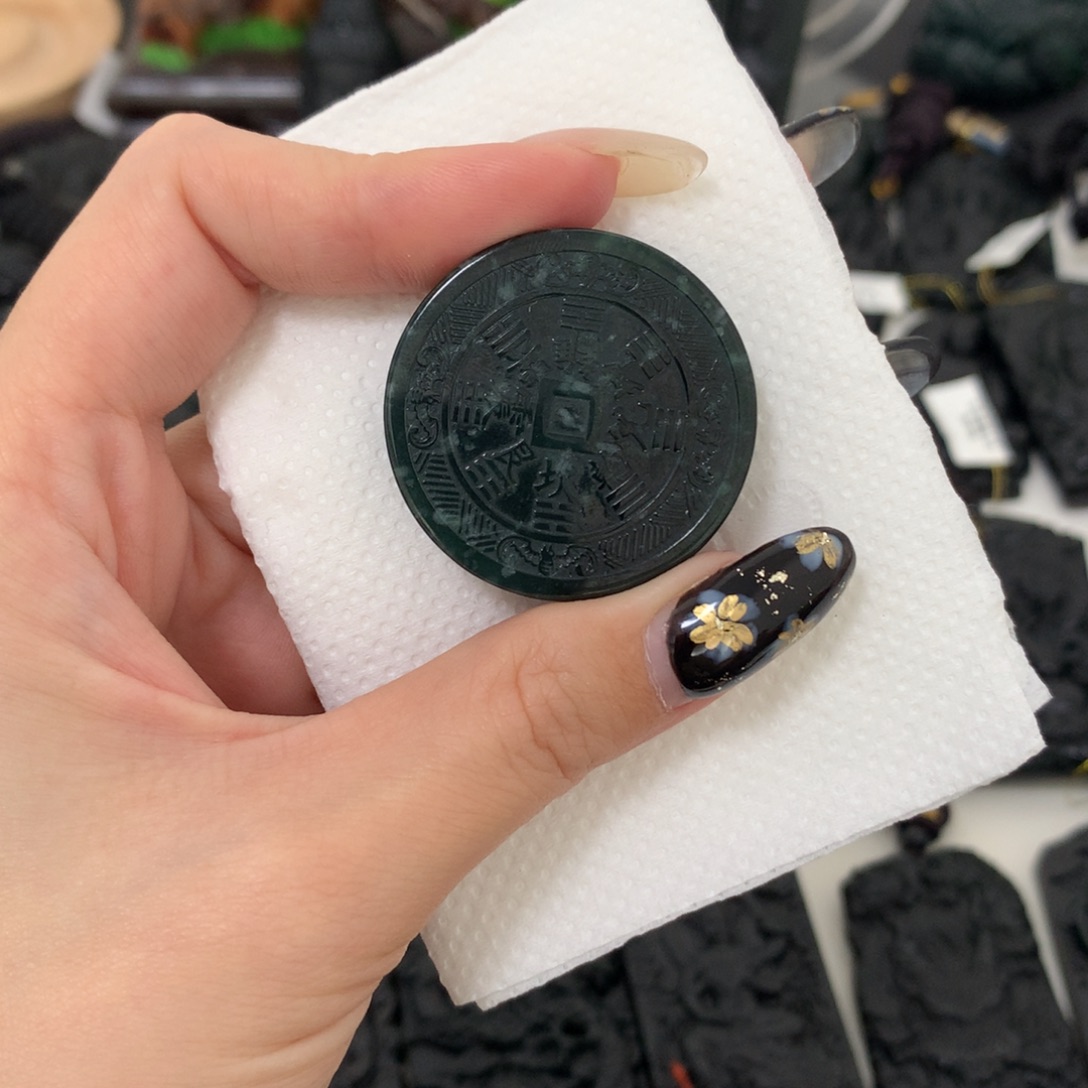 翡翠未镶嵌挂件天然缅甸a货钢琴黑挂件