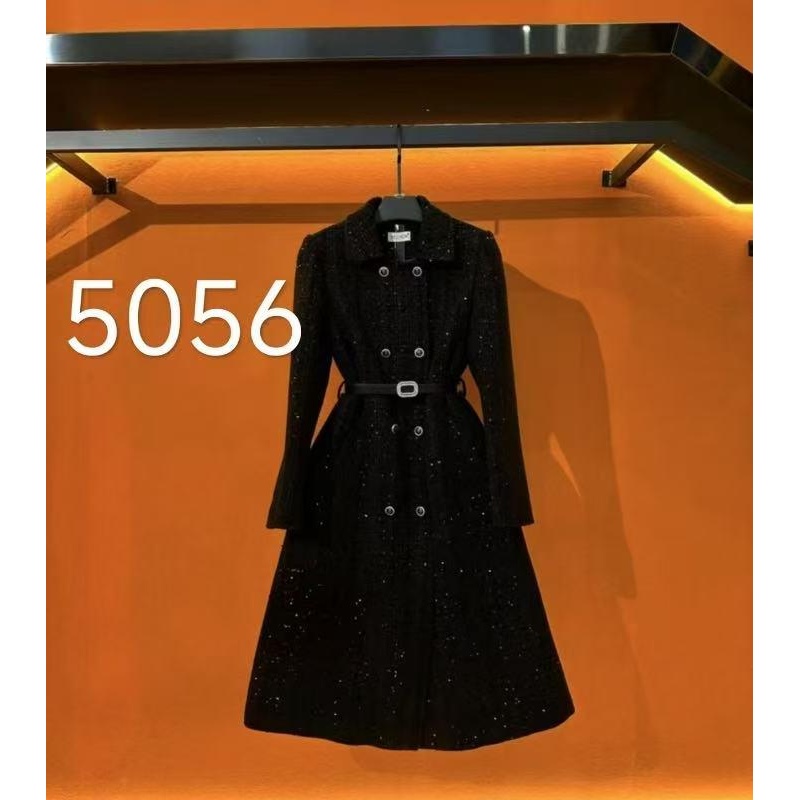 2025秋冬季高奢黑色大气个性时尚遮肉外套套装5056