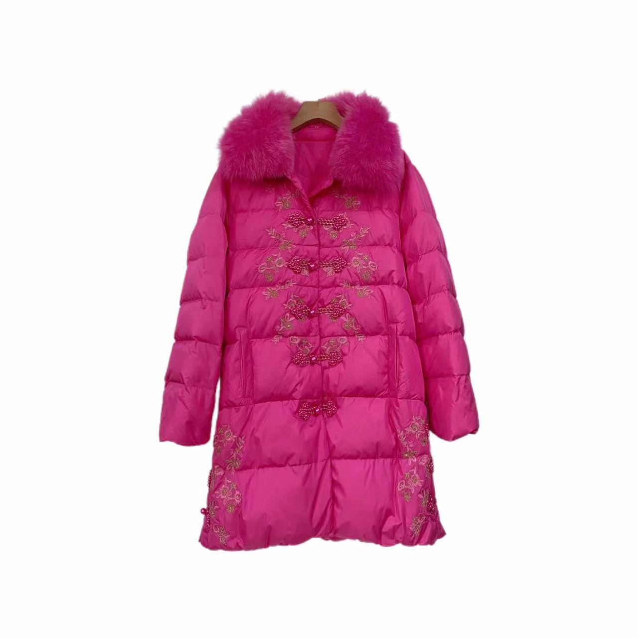 【富家千金】毛领白鸭绒羽绒服女新款气质减龄中长款保暖外套