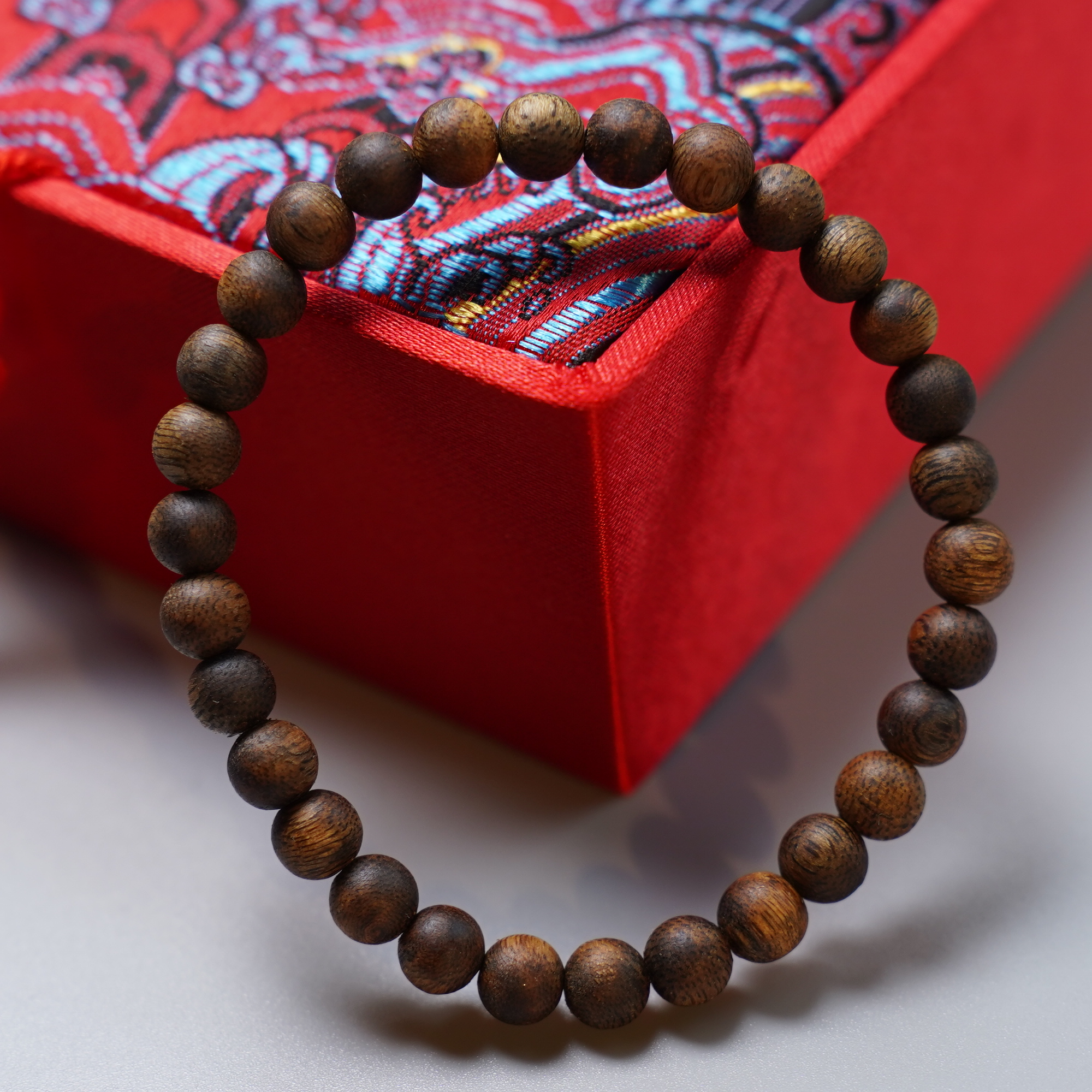 沉香cx177 6mm圆珠海南绿奇楠单圈手串