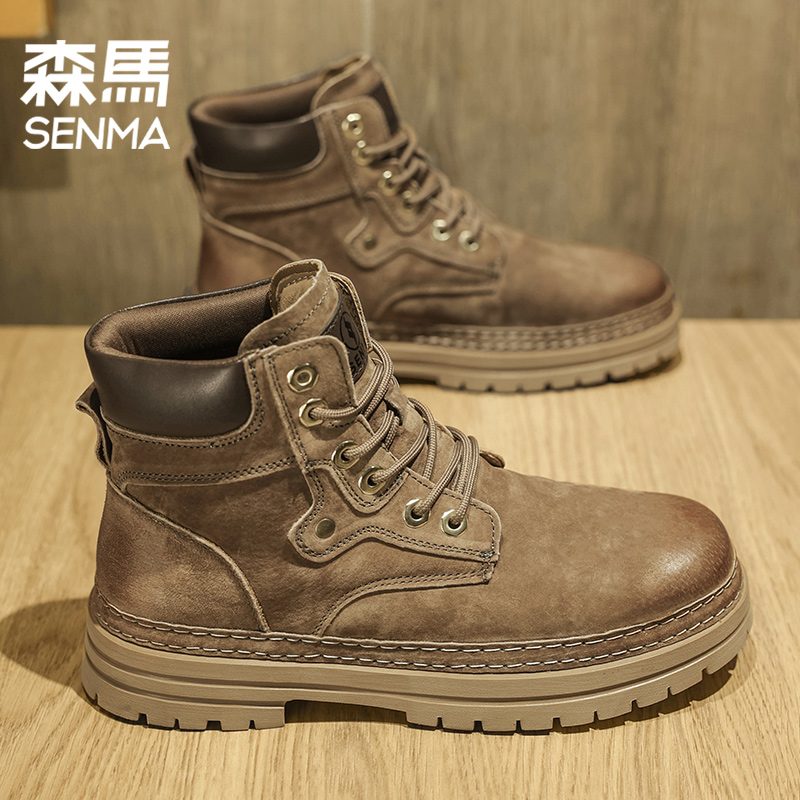 SENMA/森马马丁靴2025秋季新款复古英伦风工装靴百搭休闲高帮板鞋