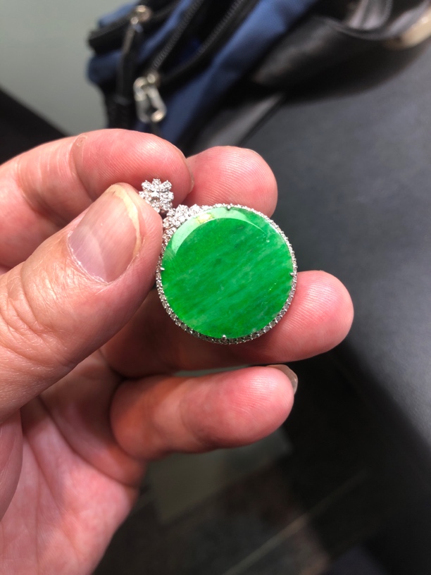 鹏鹏翡翠冰阳绿圆无事牌