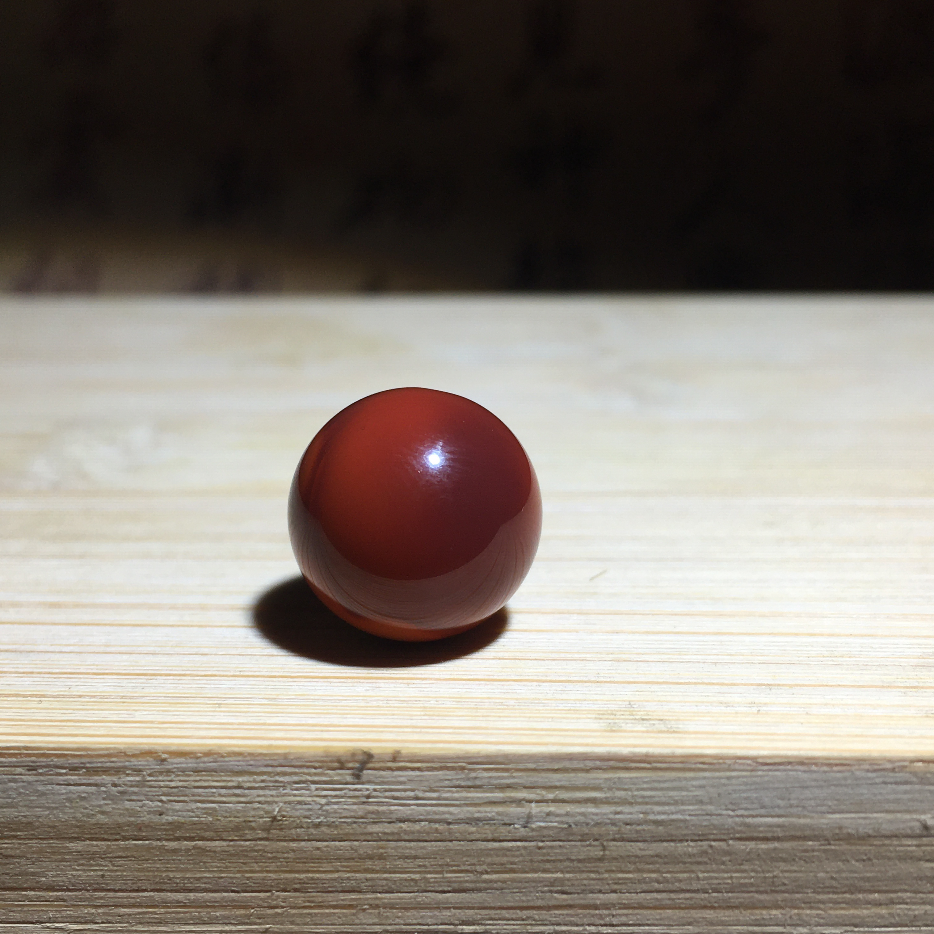 天然川料南红满肉色牛血红火焰纹13.8mm圆珠顶珠