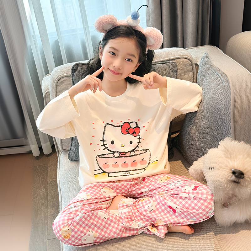 女童睡衣秋季新款中大童长袖卡通家居服套装25880