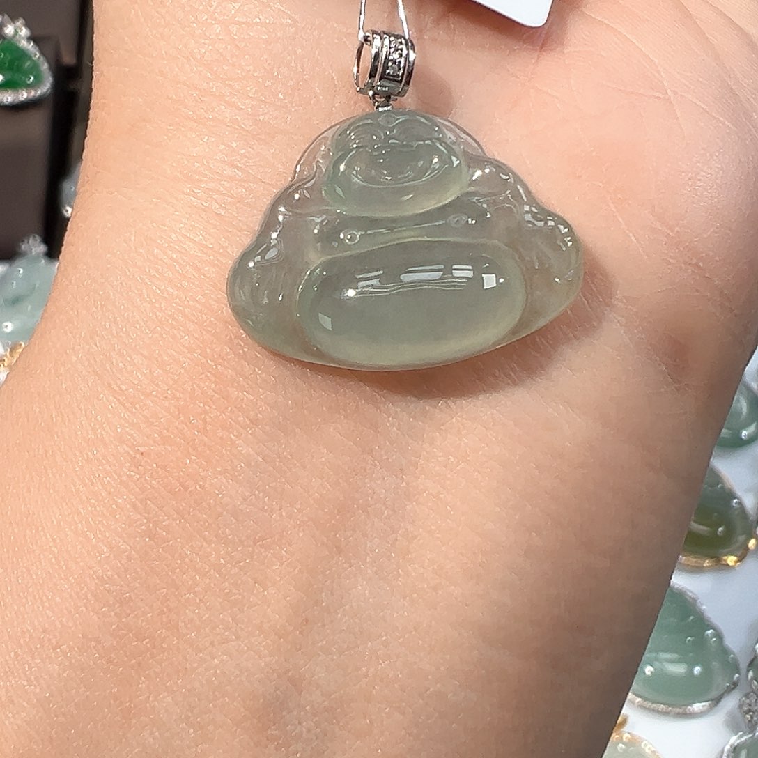 翡翠18K金镶嵌吊坠(不含链)佛公