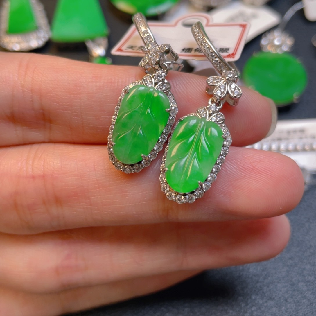 翡翠银S925镶嵌吊坠(不含链)耳坠