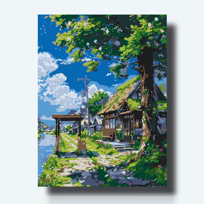 宫崎骏夏天数字油画diy手工填色解压高颜值客厅装饰画