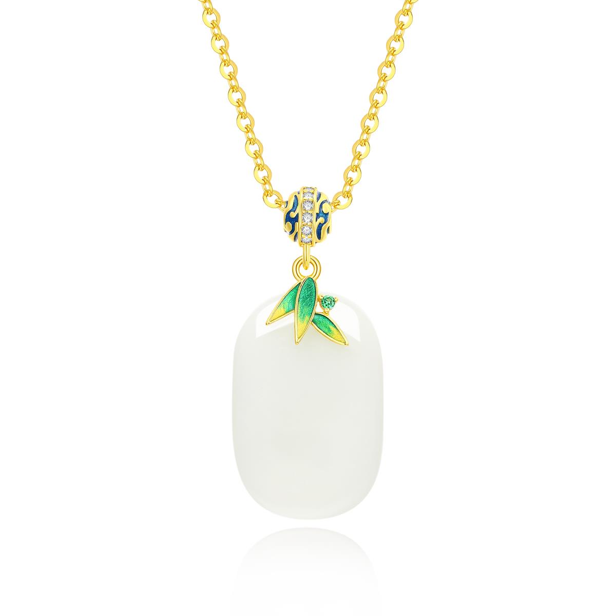 ZOCAI/佐卡伊和田玉吊坠平安无事牌项链玉石玉佩多样性发一C04444