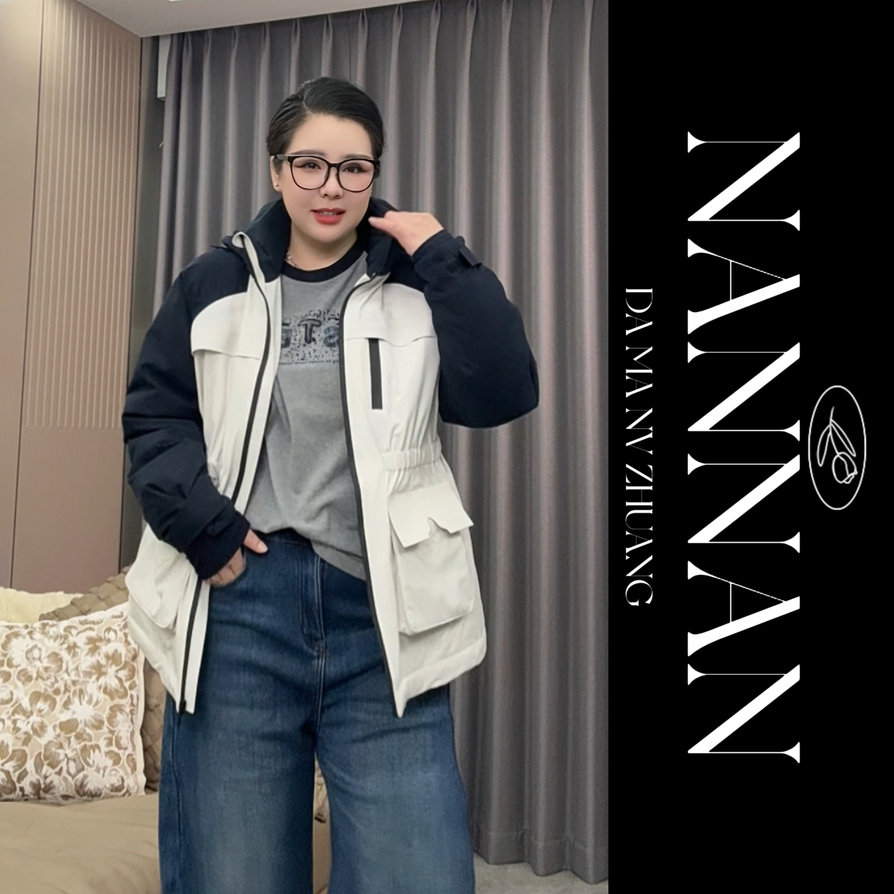 【楠楠推荐】羽绒连帽厚款拼接防风时尚保暖羽绒外套C6116