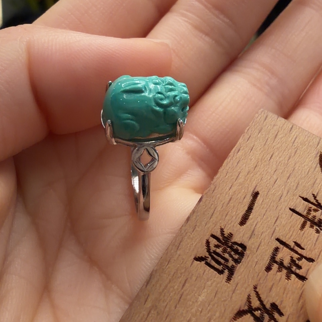 绿松石银S925镶嵌戒指