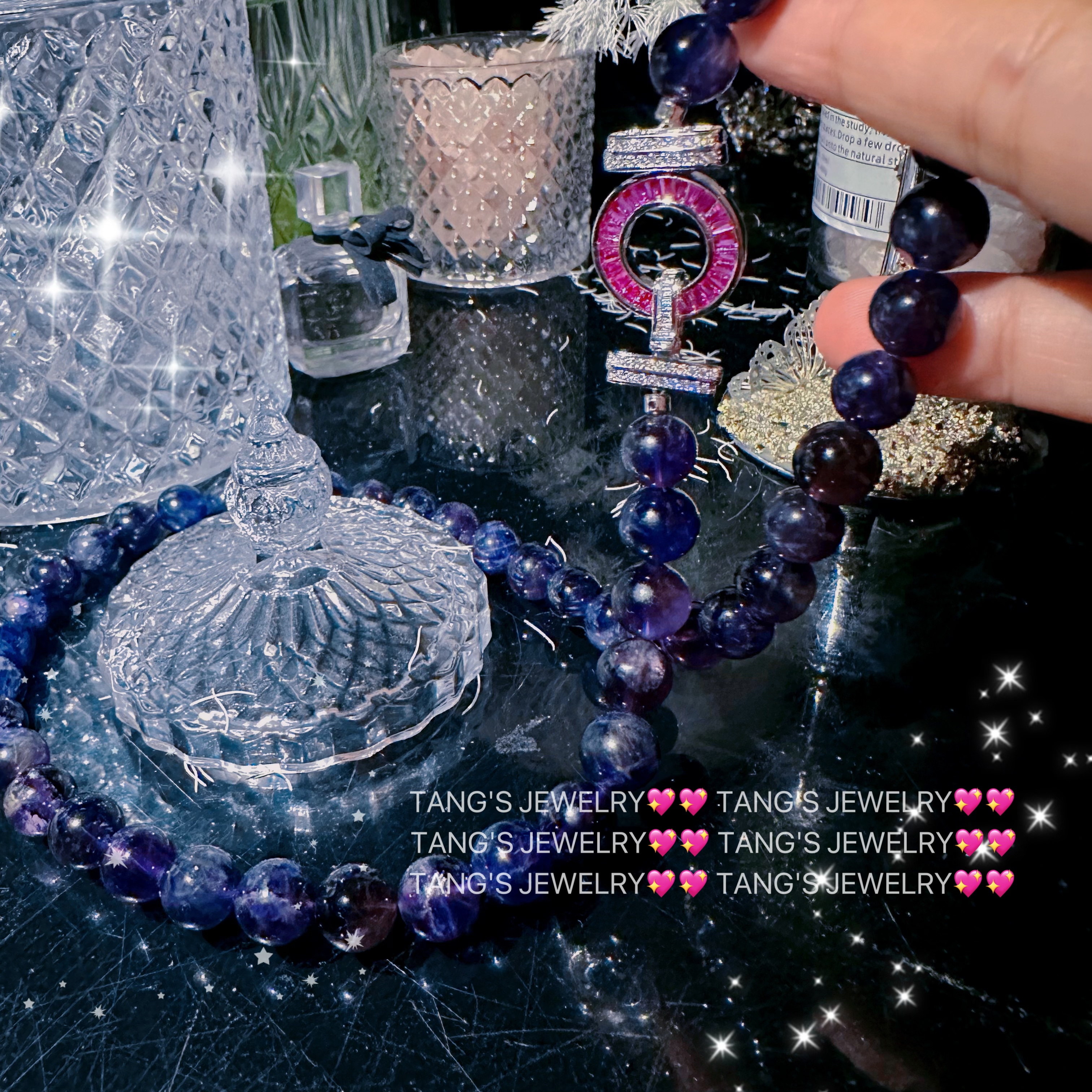 铜合金项链 50长度【紫水~项链珠宝女款彩色配饰蓝色紫色饰品】