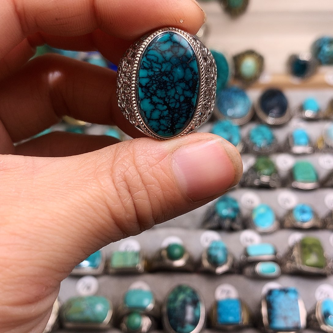 绿松石挂件银S925镶嵌