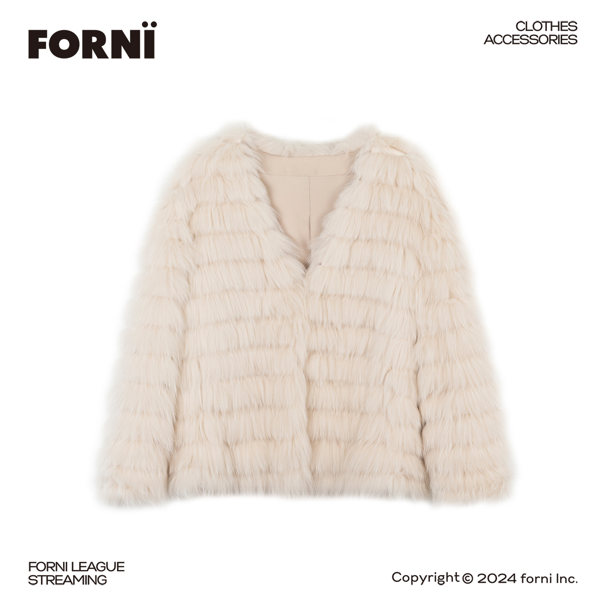 FORNI × YOYO Timing时装周 车条狐狸毛外套气质短款时尚冬季外套