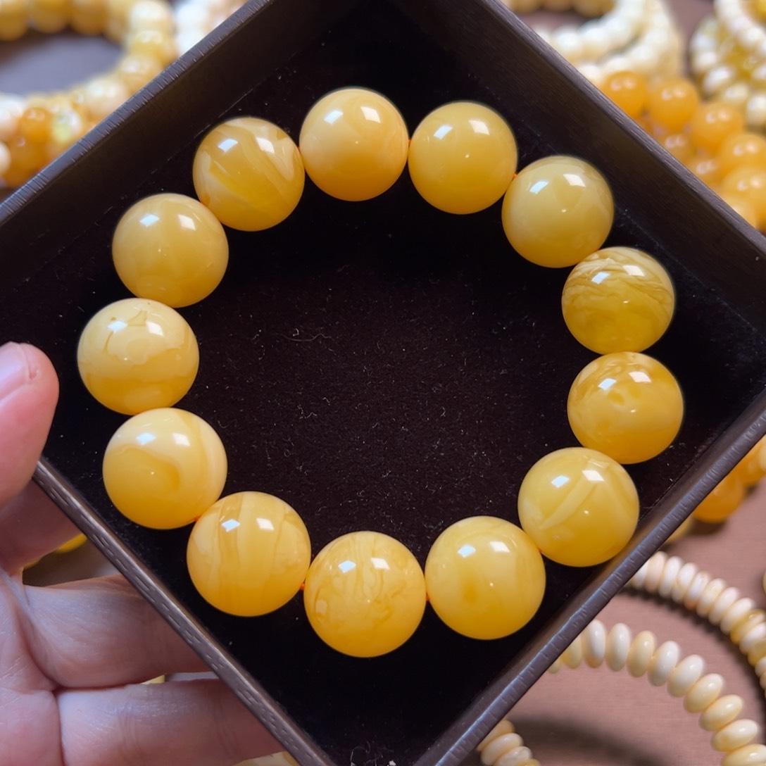 琥珀裸石未镶嵌妥*坔18mm焦皮同料手串