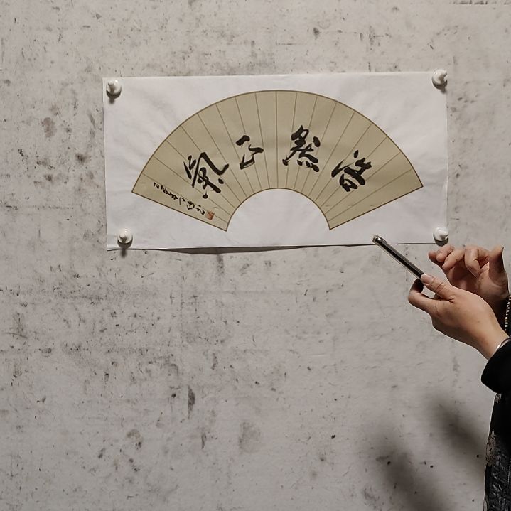 书法仿古蜡染宣纸扇面书法作品