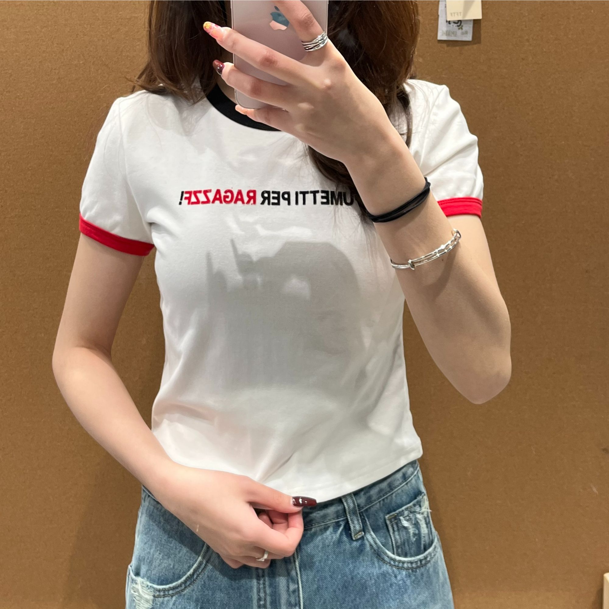 小羊自制【字母T恤】印花百搭圆领设计感休闲字母上衣短袖T恤