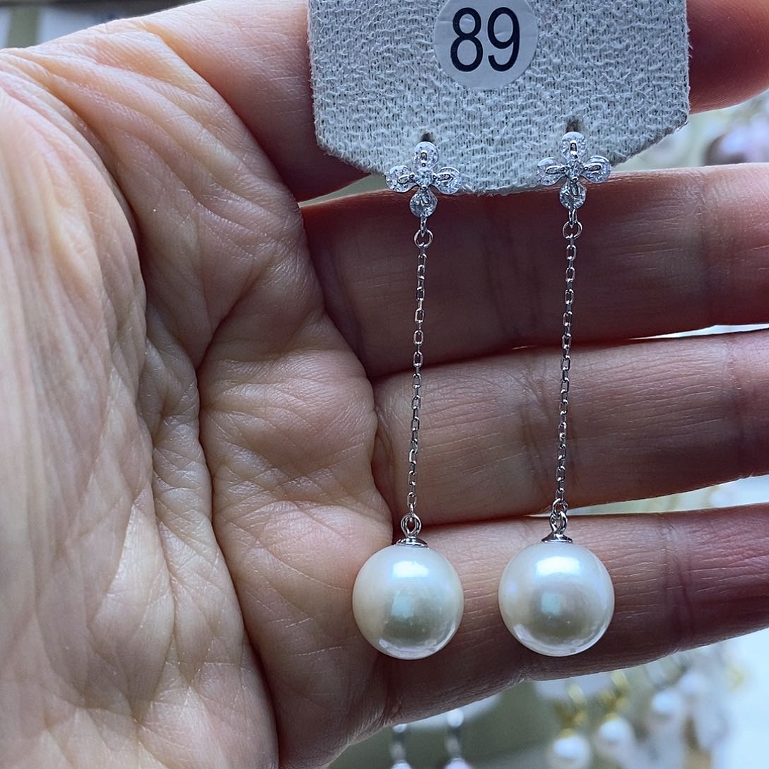 淡水珍珠耳饰银S925镶嵌