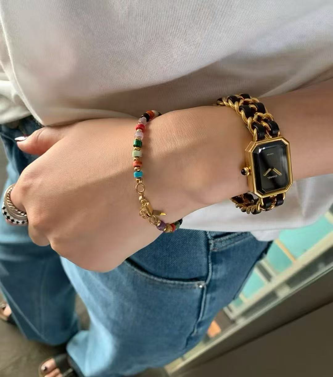 95新 Chanel/香奈儿 展会外场  黑金方糖手表