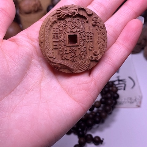 檀香木吊坠黄**孟檀香满工山鬼平安牌